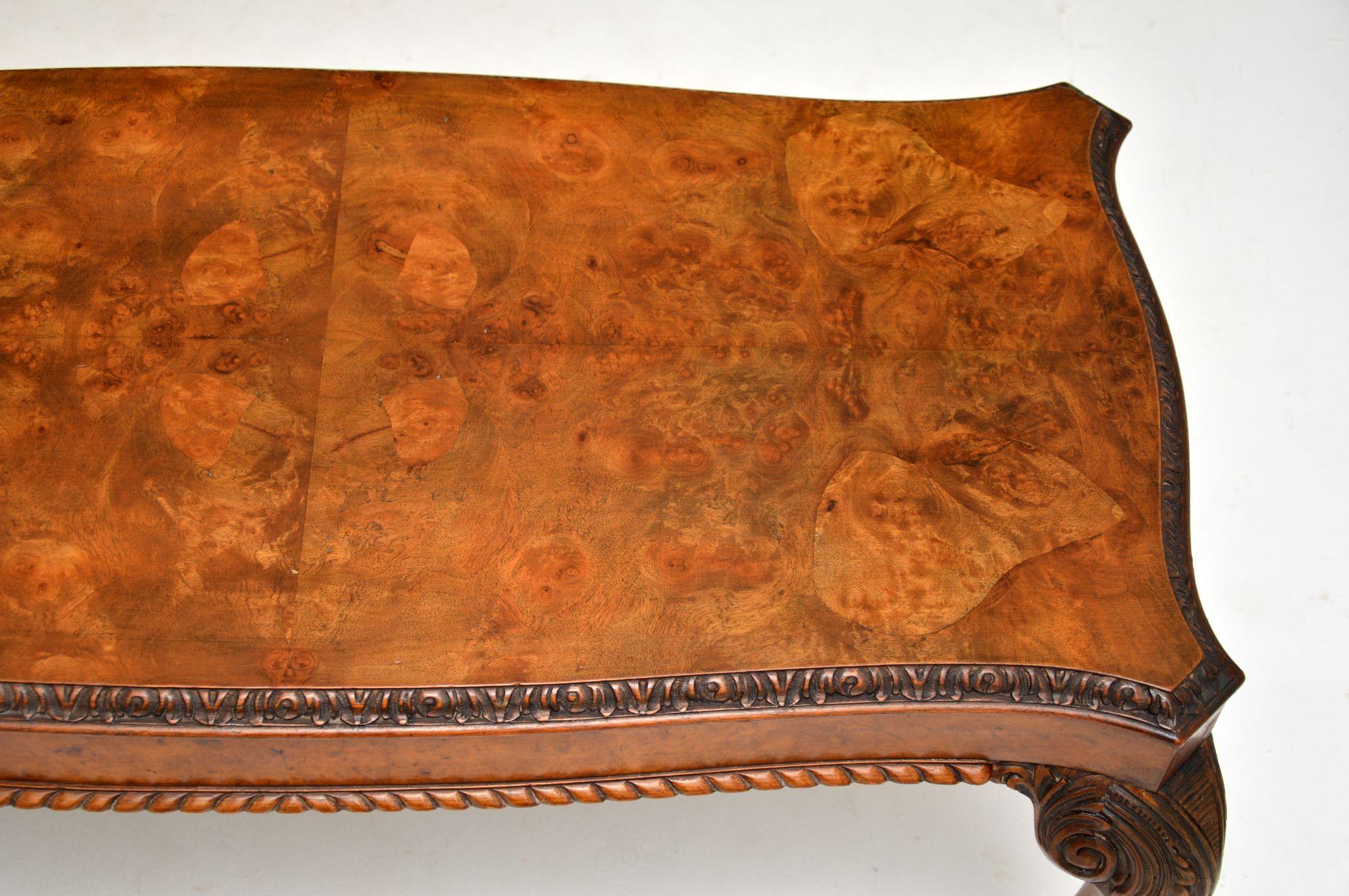 British Antique Burr Walnut Coffee Table