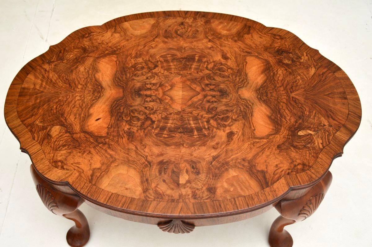 Early 20th Century Antique Burr Walnut Coffee Table For Sale