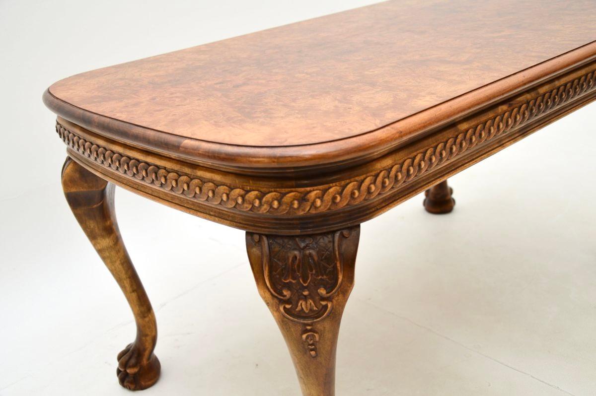 Mid-20th Century Antique Burr Walnut Coffee Table For Sale