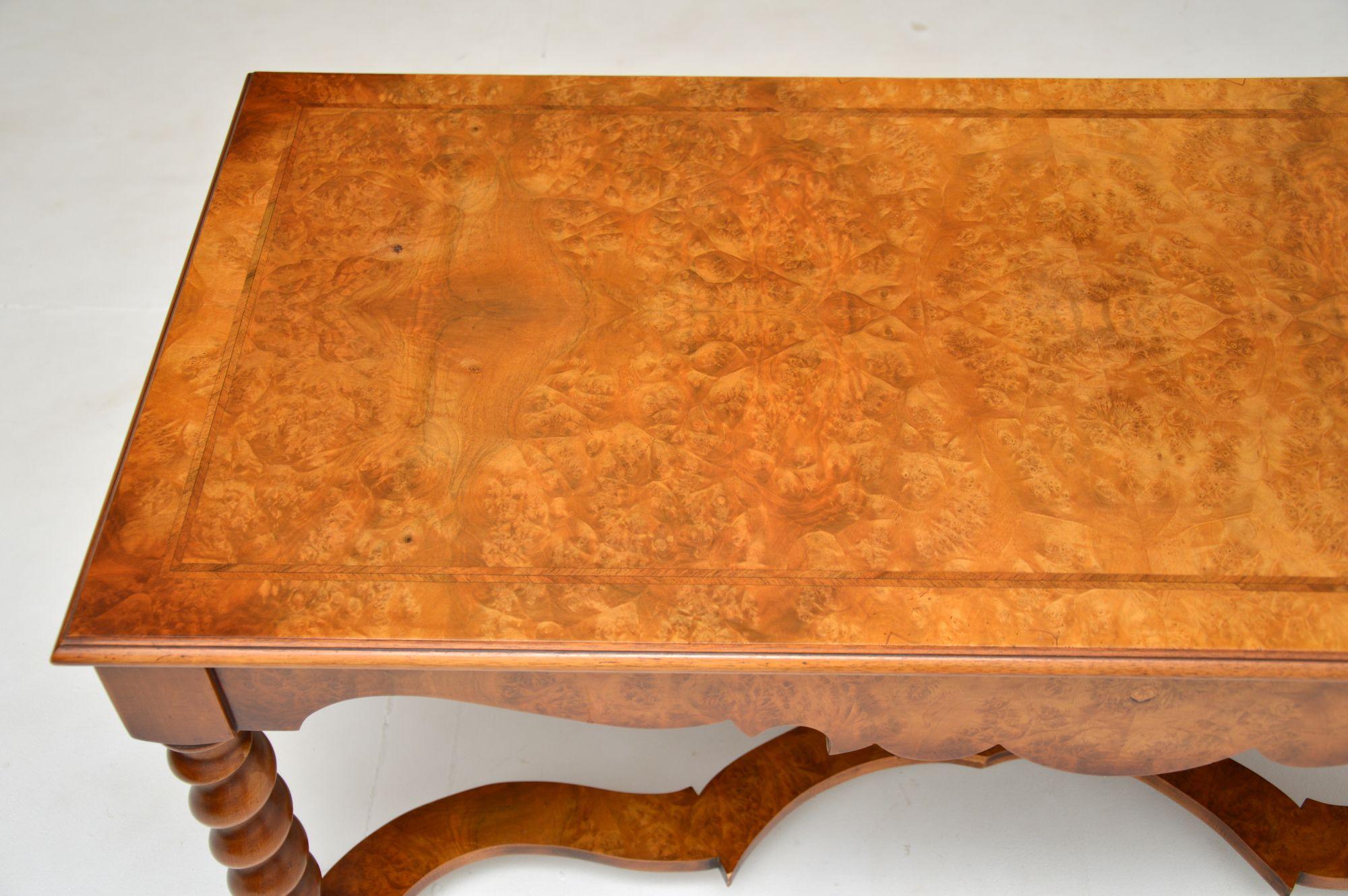 English Antique Burr Walnut Coffee Table For Sale