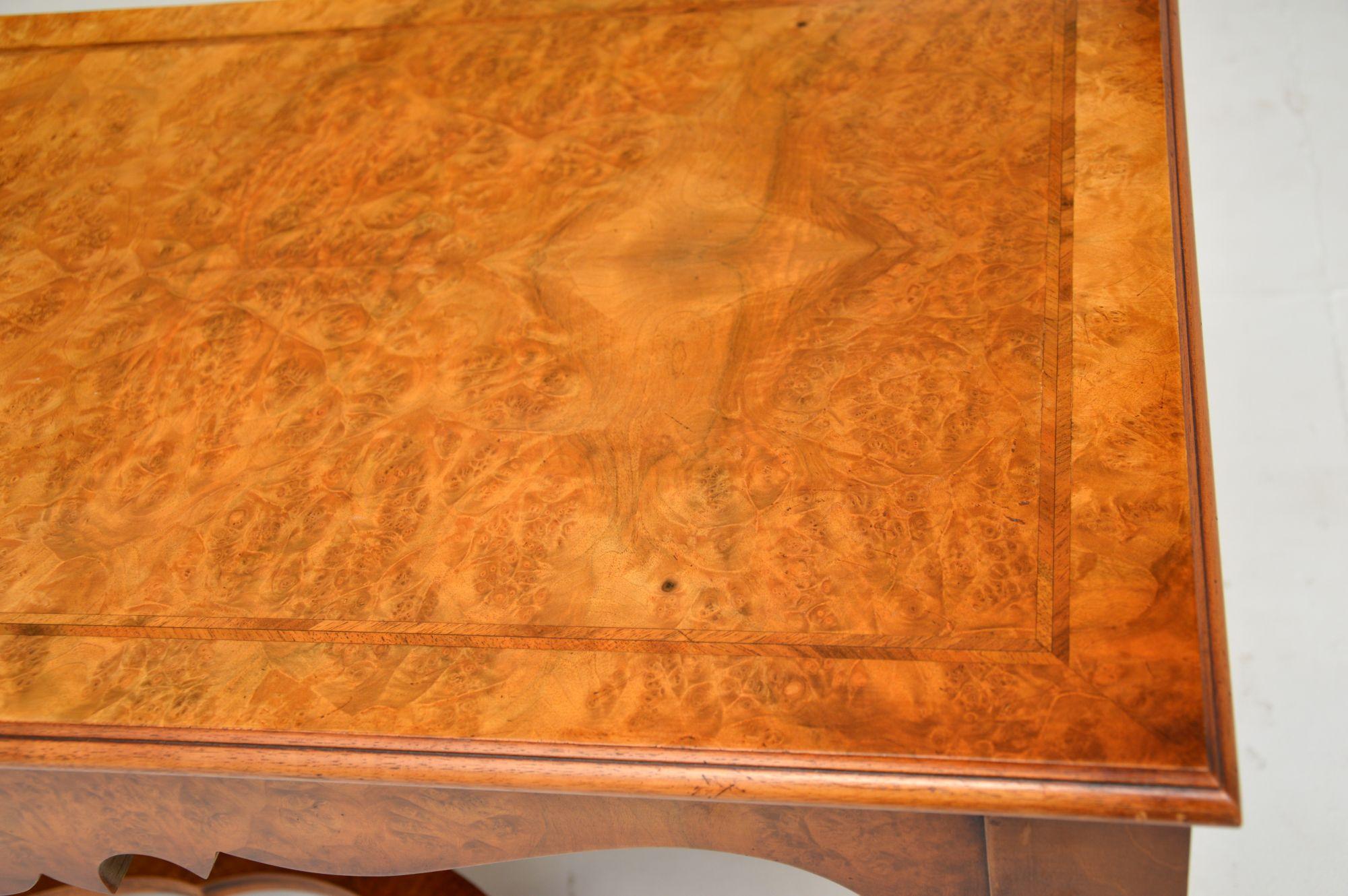 20th Century Antique Burr Walnut Coffee Table For Sale