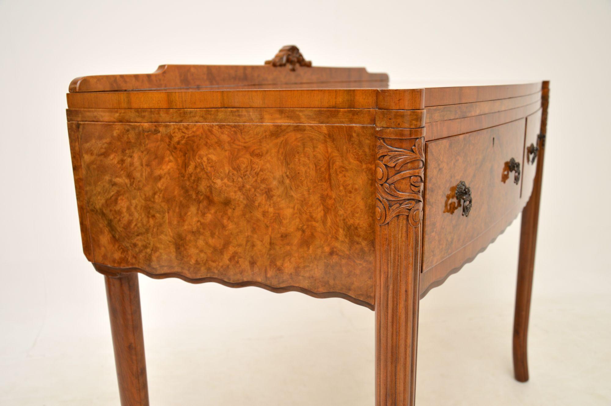 Early 20th Century Antique Burr Walnut Console / Server Table