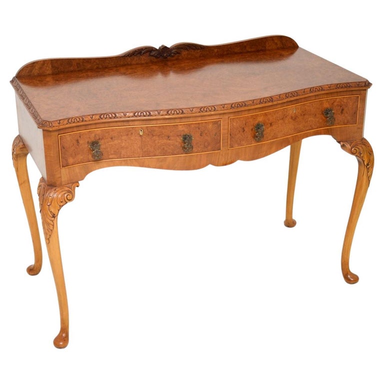 Antique Burr Walnut Console / Server Table For Sale at 1stDibs