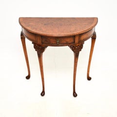 Antique Burr Walnut Console Side Table