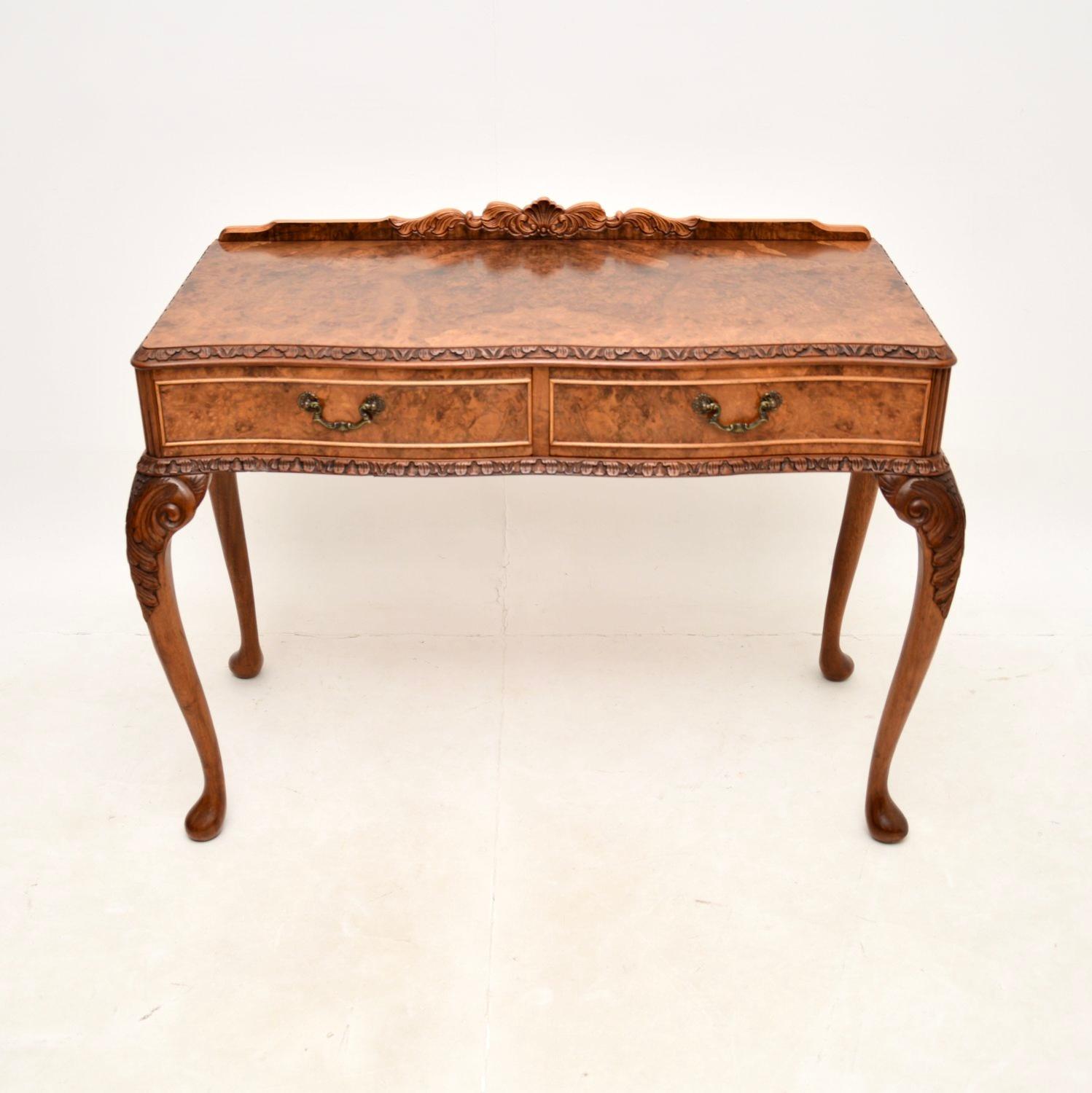 Queen Anne Antique Burr Walnut Console / Side Table For Sale