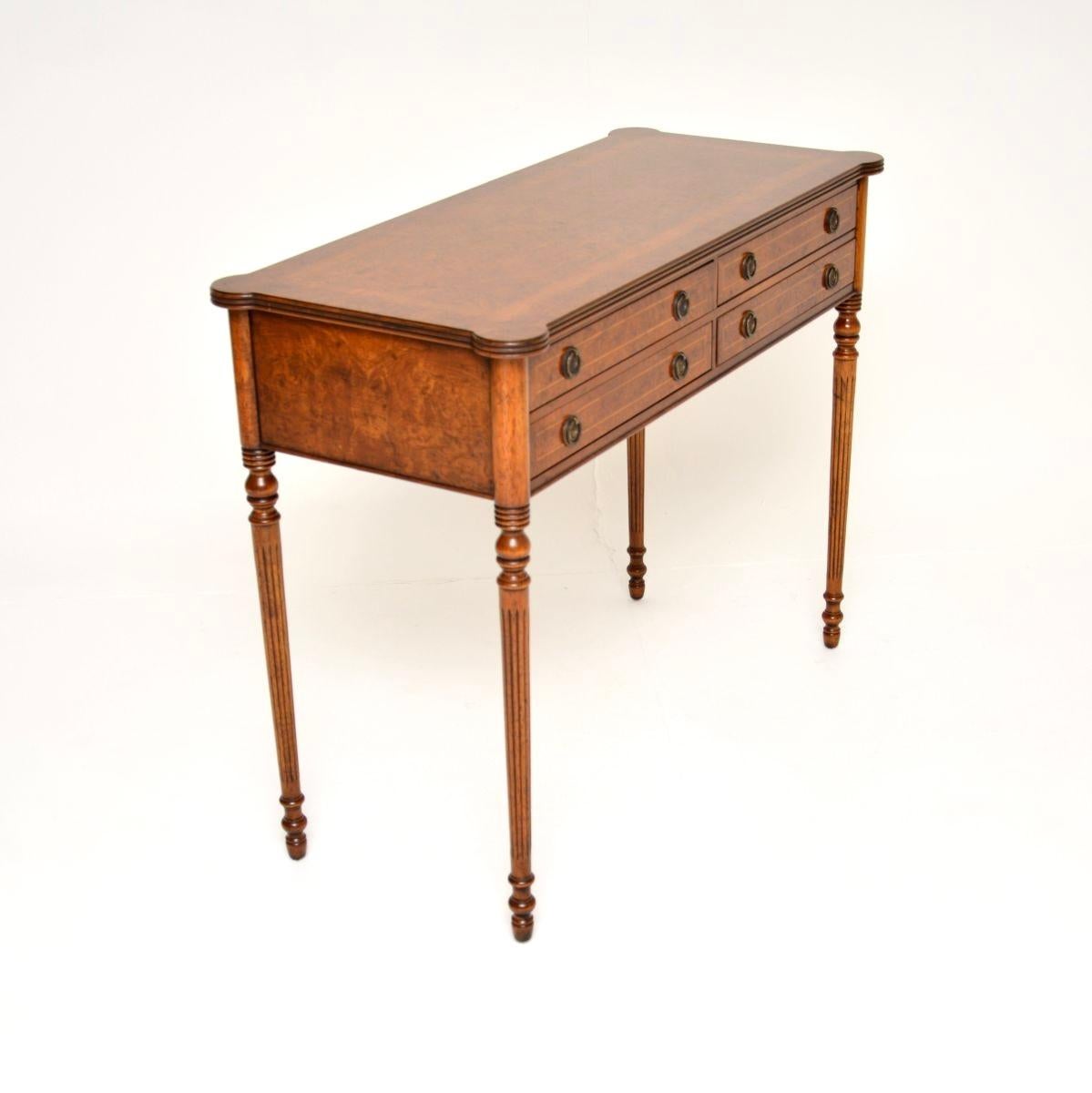 Georgian Antique Burr Walnut Console / Side Table For Sale
