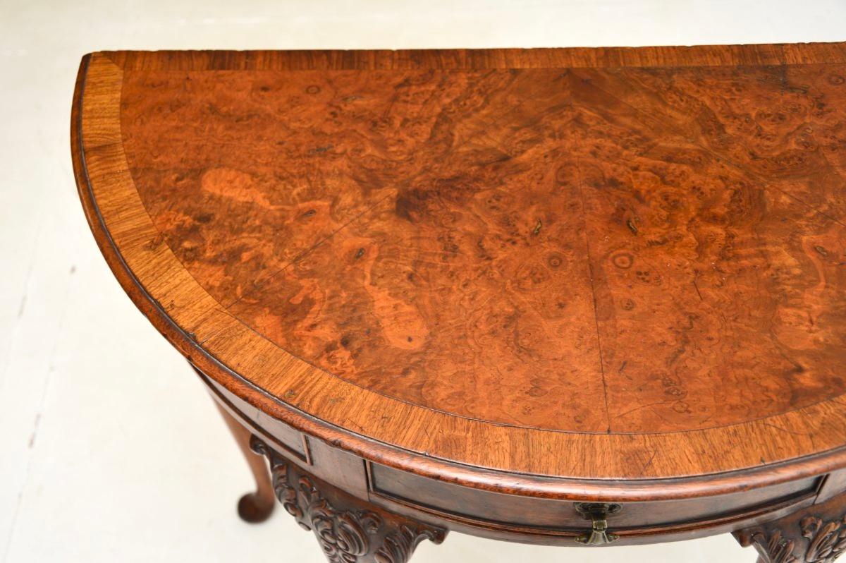 Late 19th Century Antique Burr Walnut Console Side Table For Sale