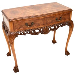 Antique Burr Walnut Console Side Table