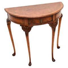 Table d'appoint console ancienne en ronce de noyer