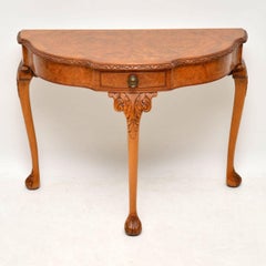 Antique Burr Walnut Console Table