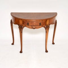 Tavolo consolle in radica di noce antico