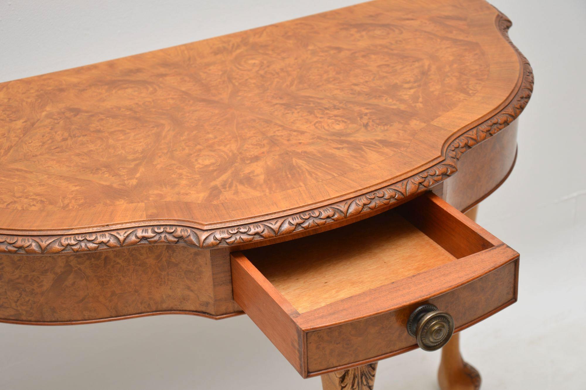Queen Anne Antique Burr Walnut Console Table 
