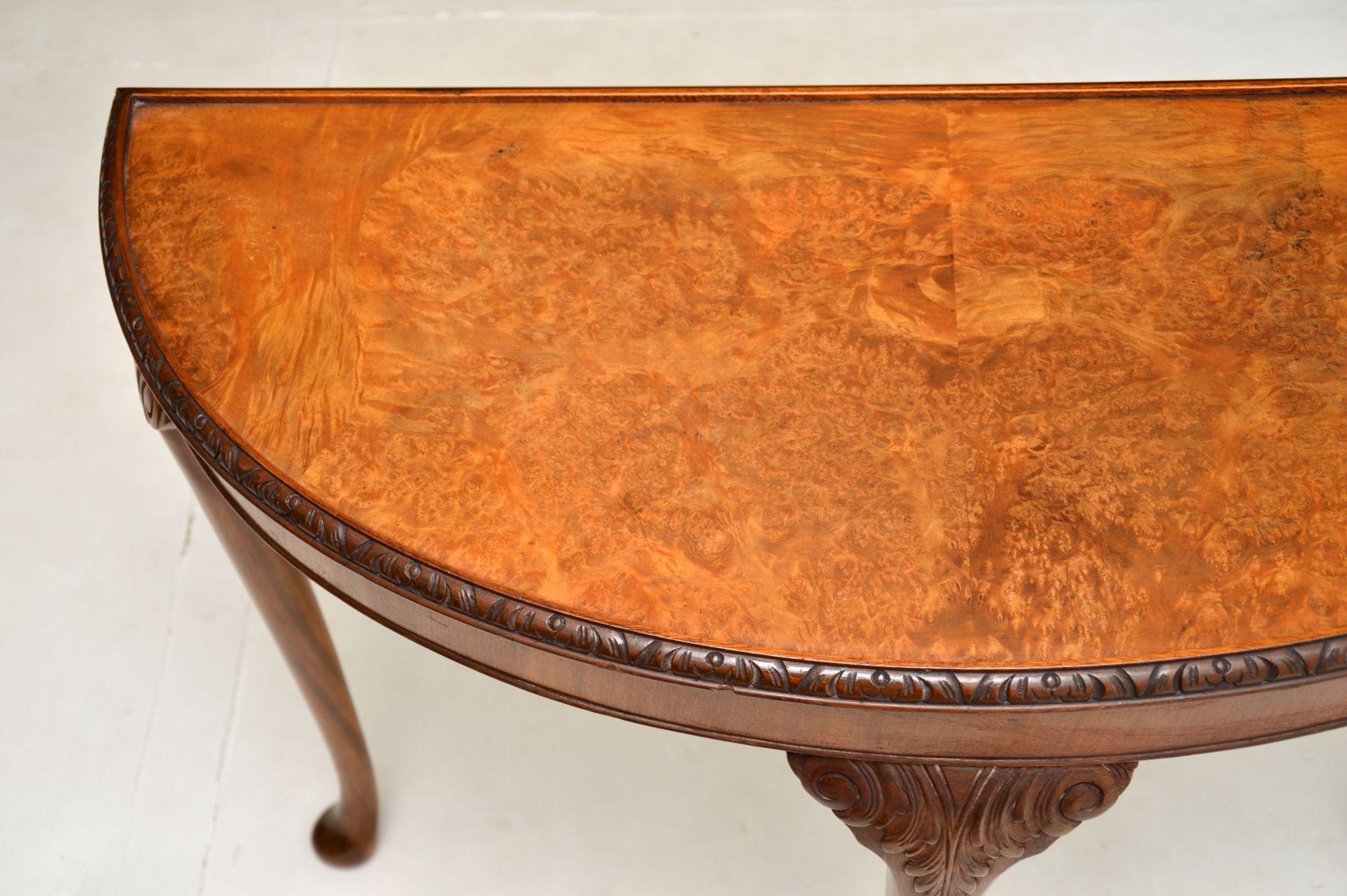 Antique Burr Walnut Console Table In Good Condition For Sale In London, GB