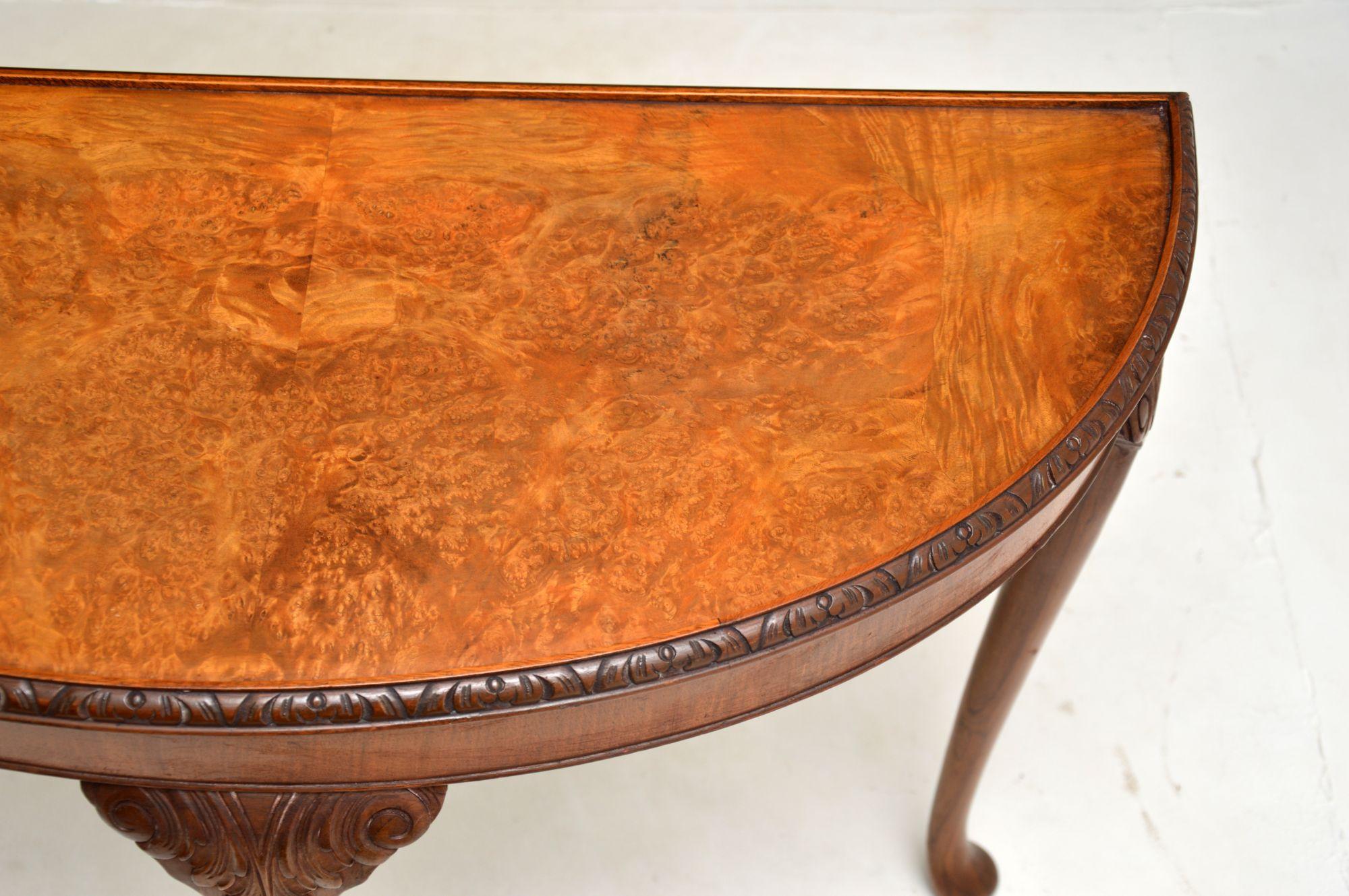 Early 20th Century Antique Burr Walnut Console Table