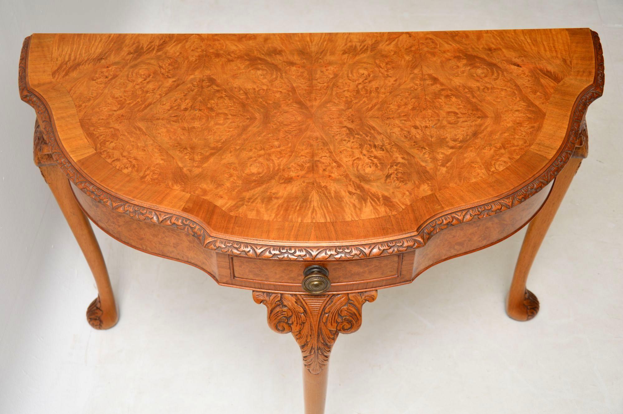 Early 20th Century Antique Burr Walnut Console Table 