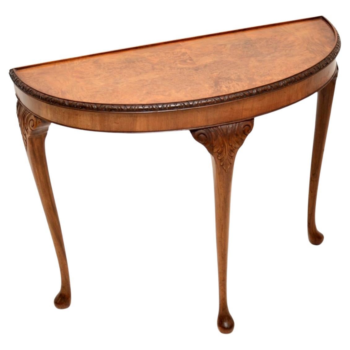 Table console ancienne en ronce de noyer