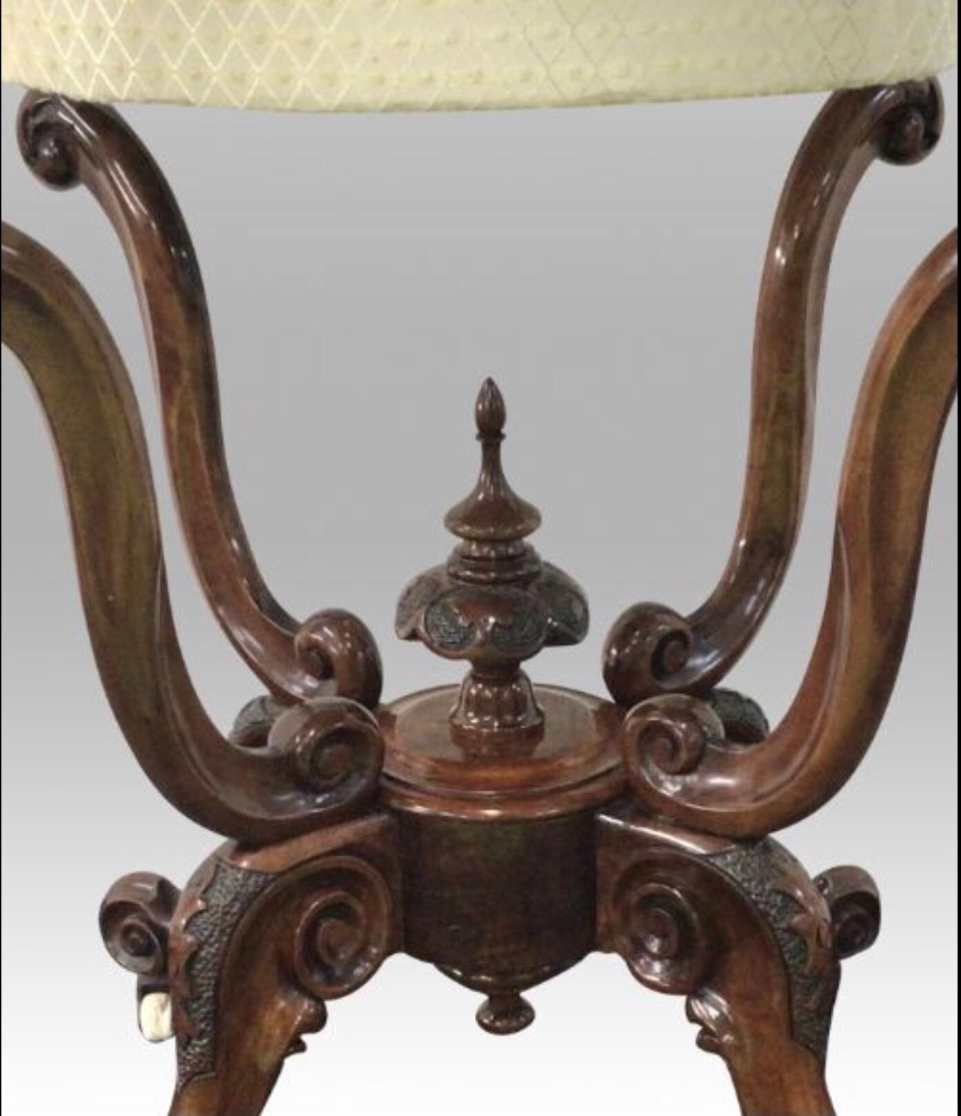 British Antique Burr Walnut Cradle Base Victorian Sewing Work Lamp Table  For Sale