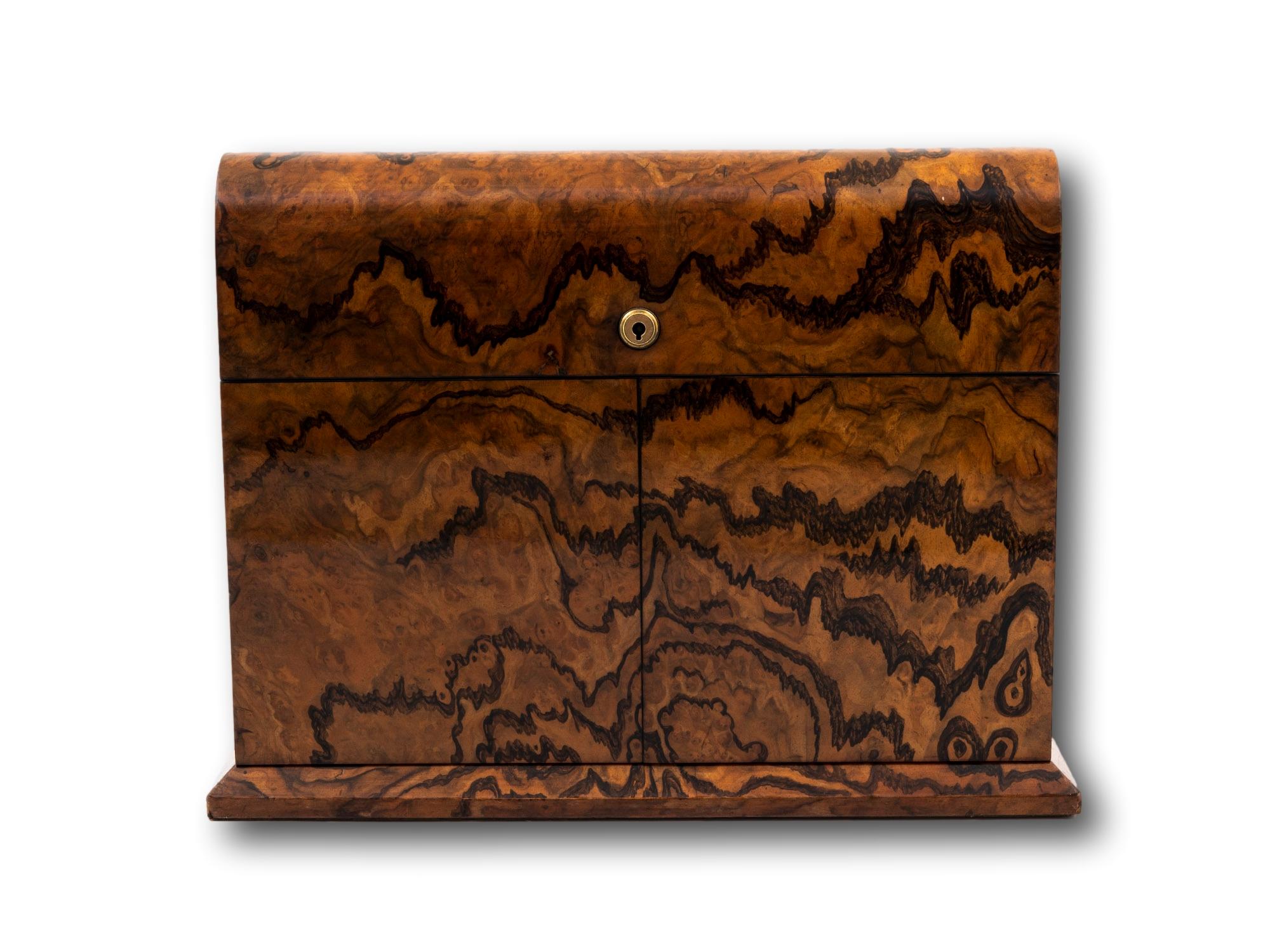 British Antique Burr Walnut Decanter Box Betjemann For Sale