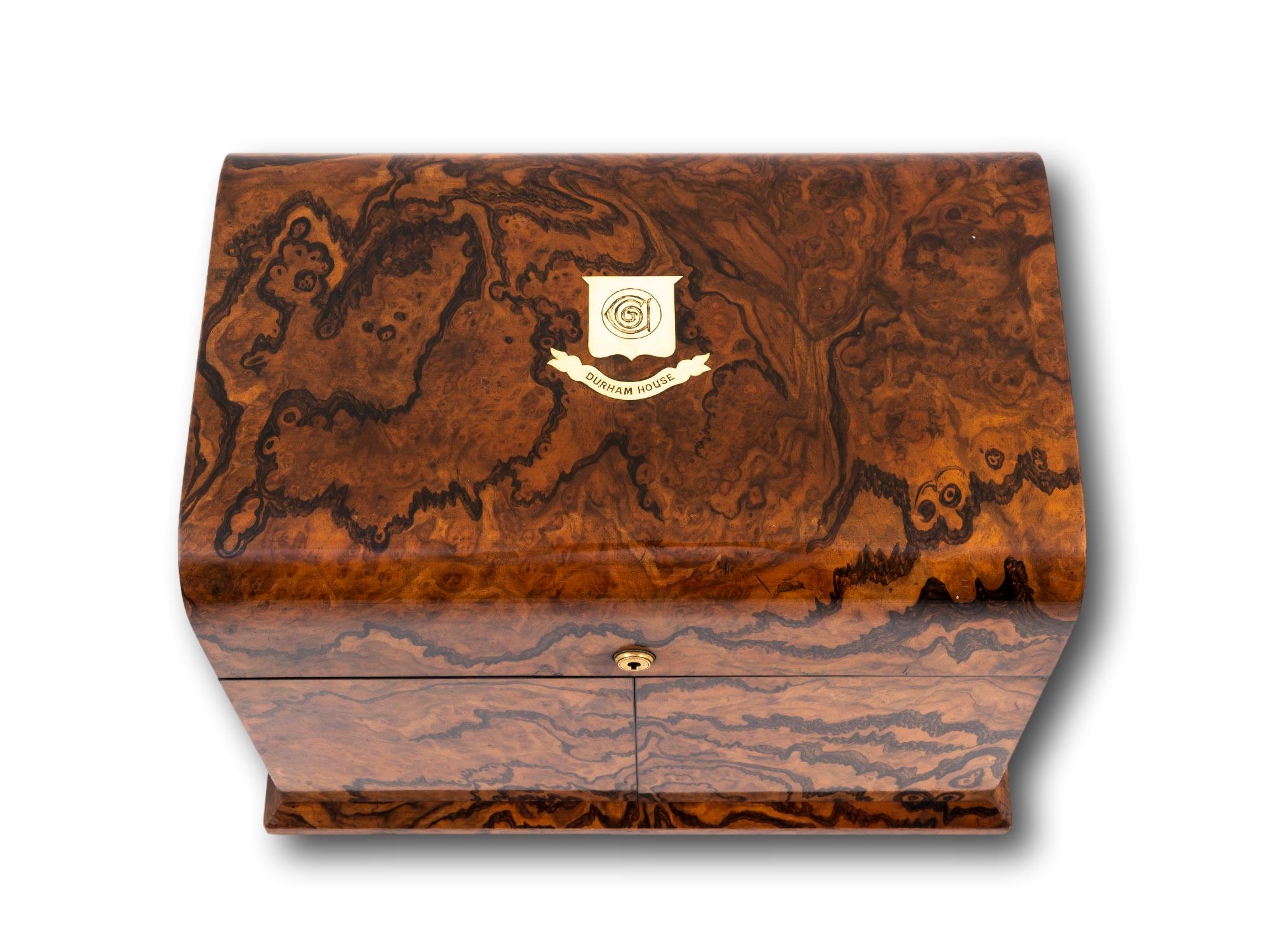 Veneer Antique Burr Walnut Decanter Box Betjemann For Sale