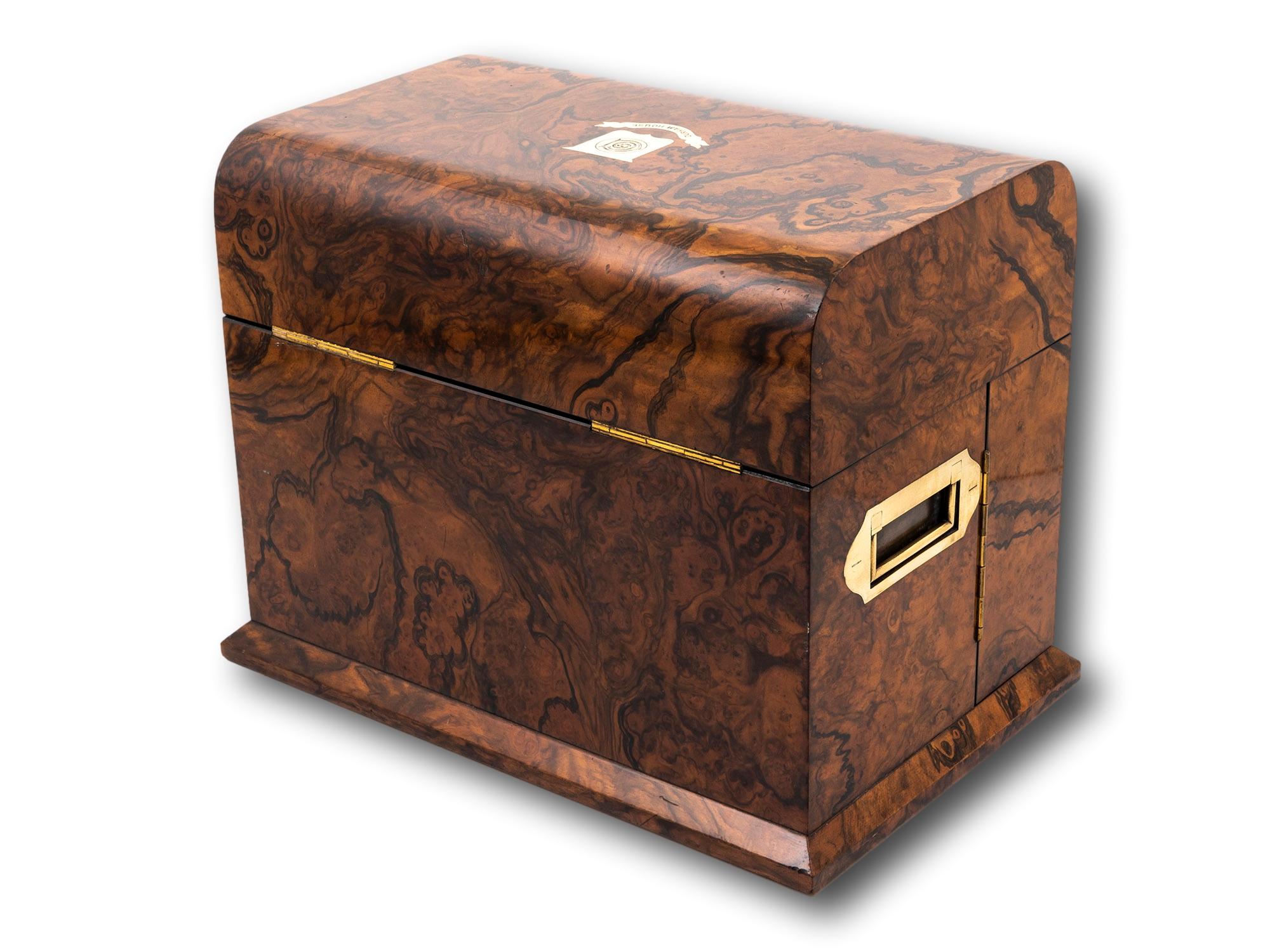 19th Century Antique Burr Walnut Decanter Box Betjemann For Sale