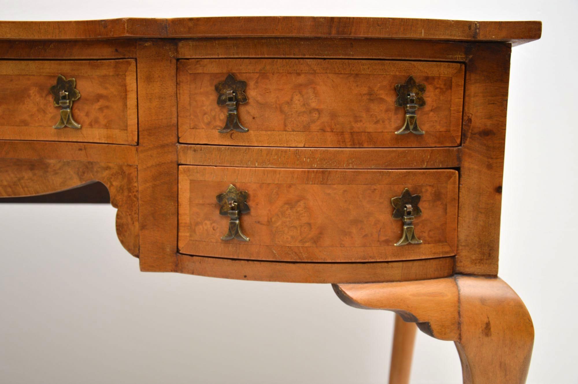 English Antique Burr Walnut Desk / Dressing Table