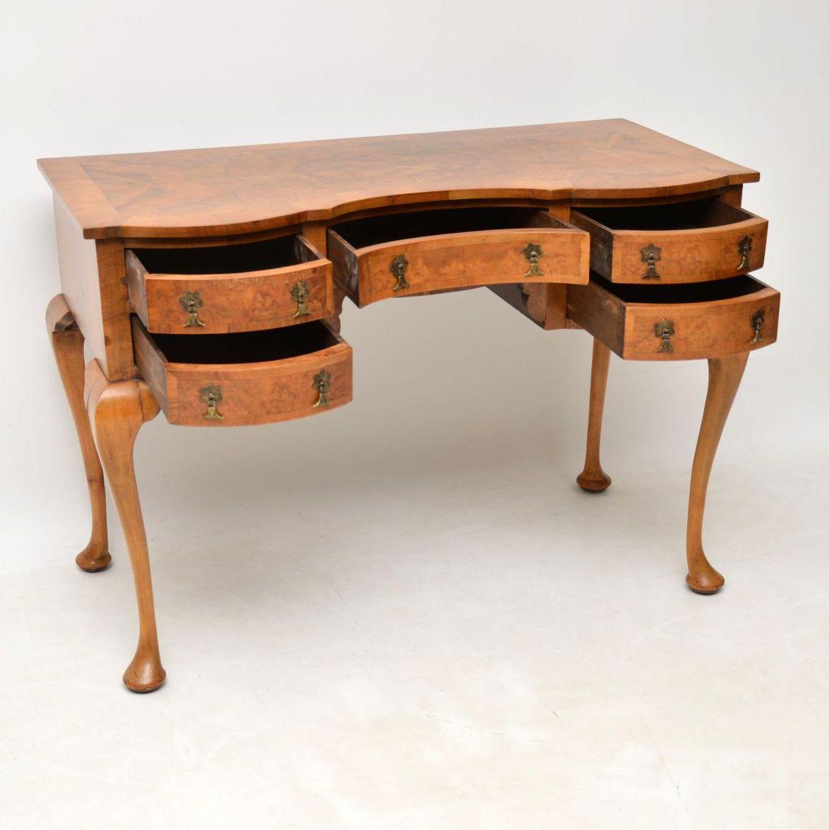 Early 20th Century Antique Burr Walnut Desk / Dressing Table
