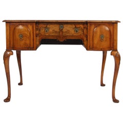 Antique Burr Walnut Desk or Dresser with Cabriole Legs