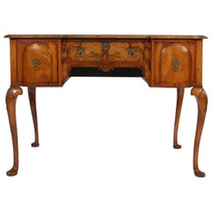 Antique Burr Walnut Desk or Dresser with Cabriole Legs