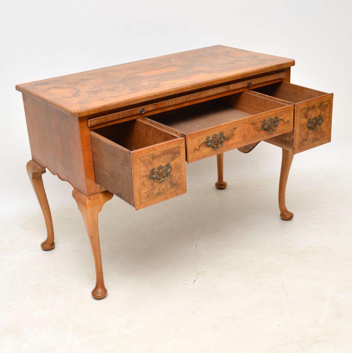 Antique Burr Walnut Writing Table or Dressing Table 5