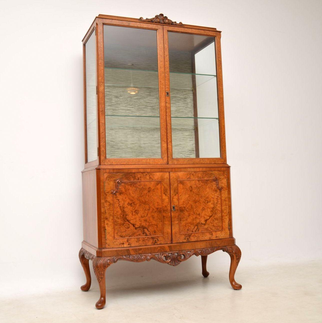 Antique Burr Walnut Display Cabinet 4