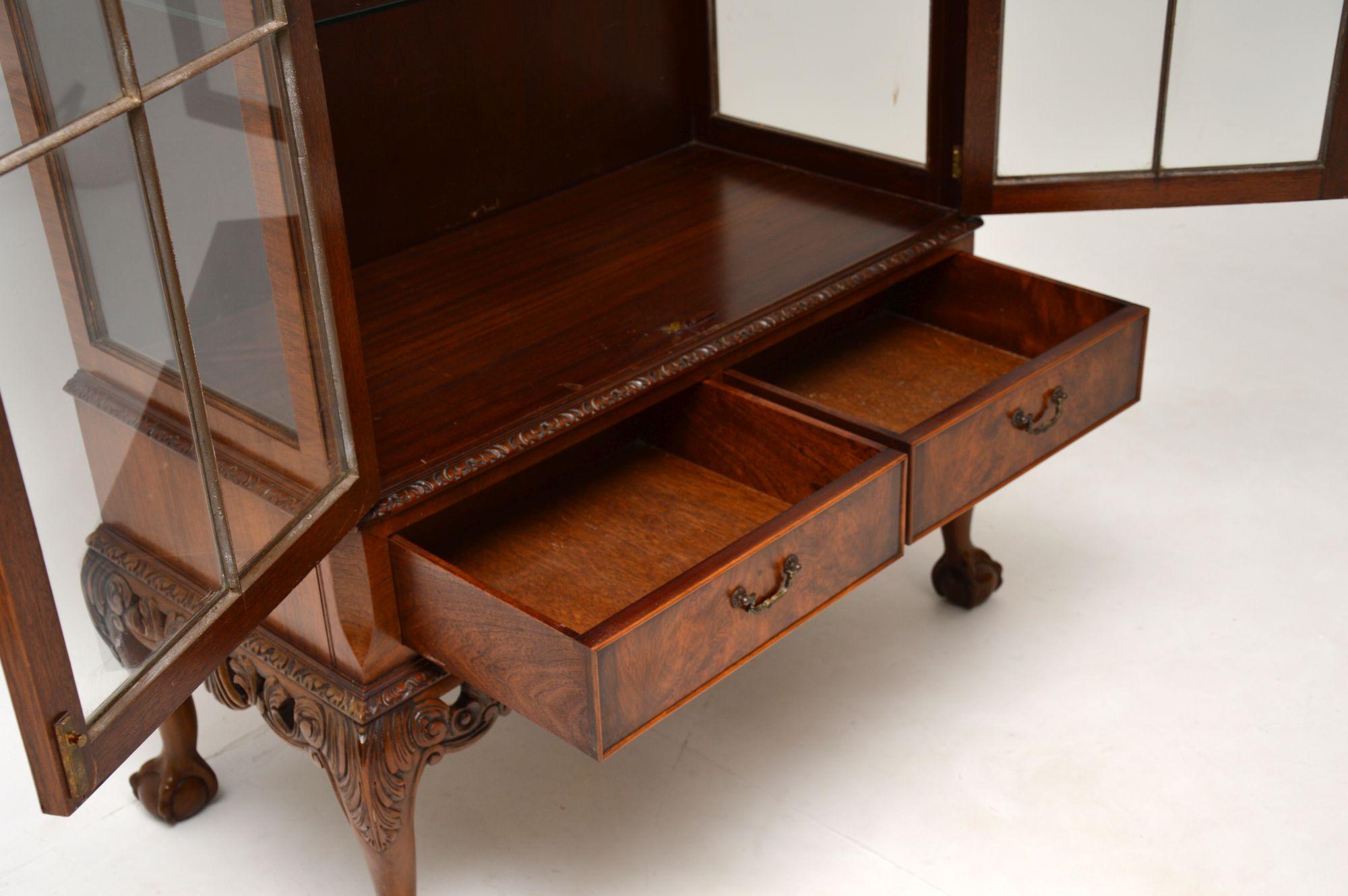20th Century Antique Burr Walnut Display Cabinet
