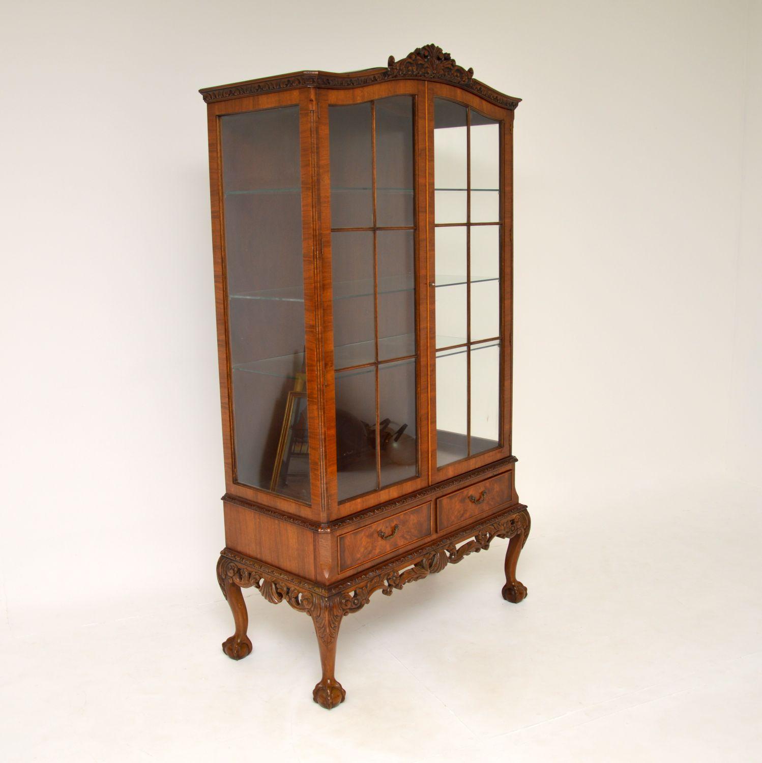 Antique Burr Walnut Display Cabinet 2