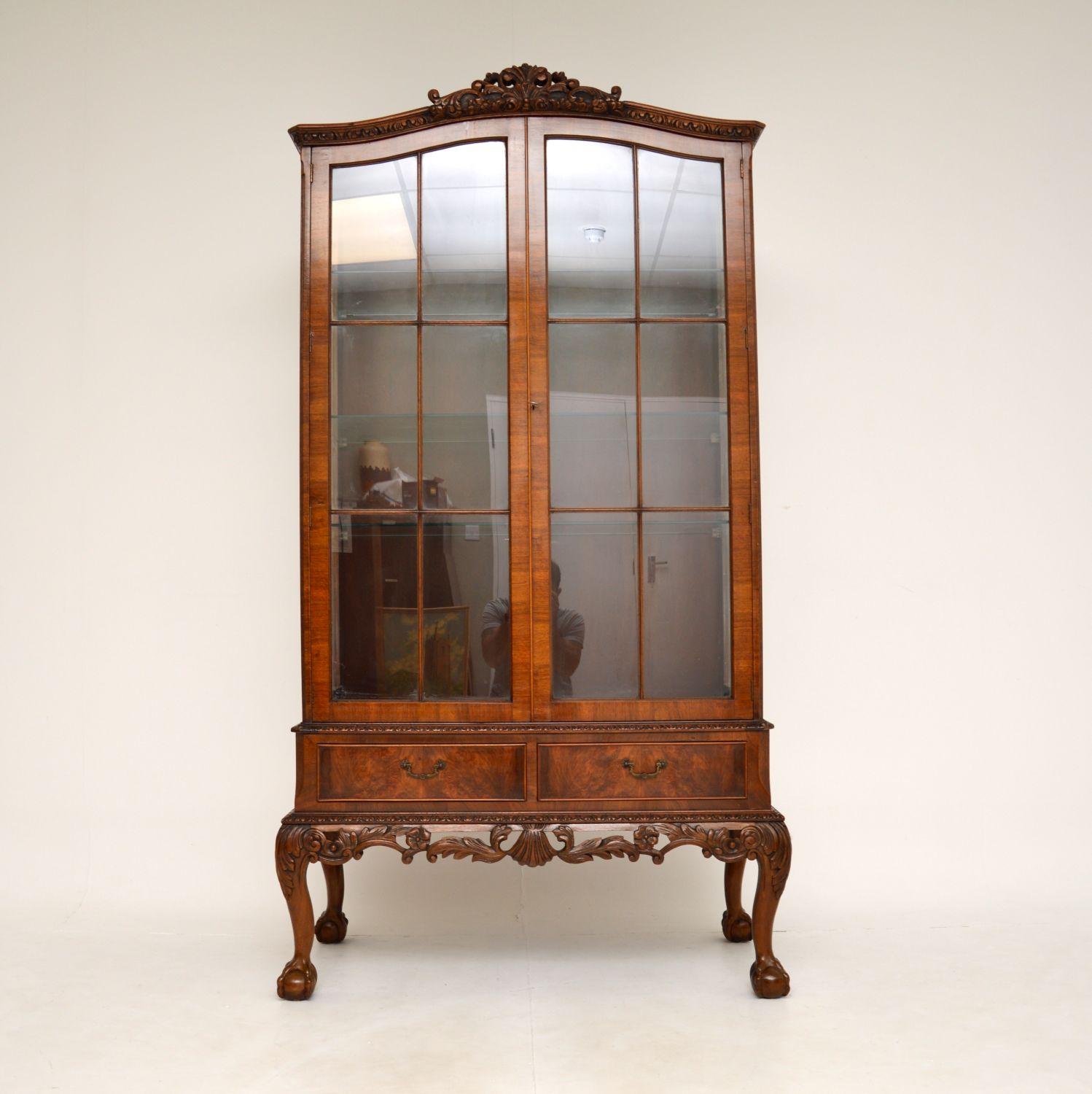 vintage walnut display cabinet