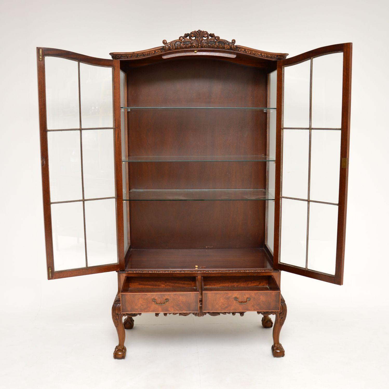 antique walnut display cabinet