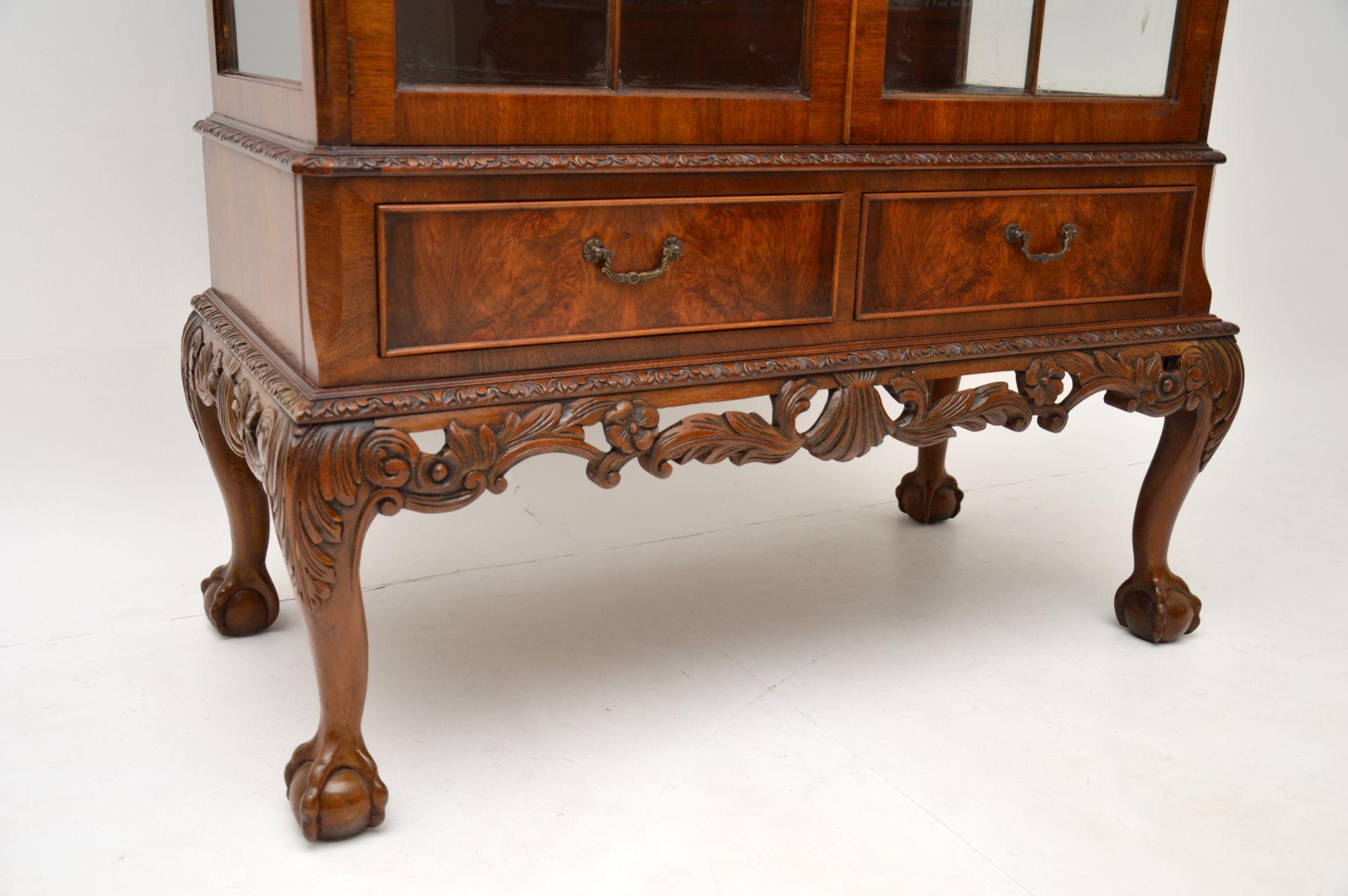walnut glass display cabinet
