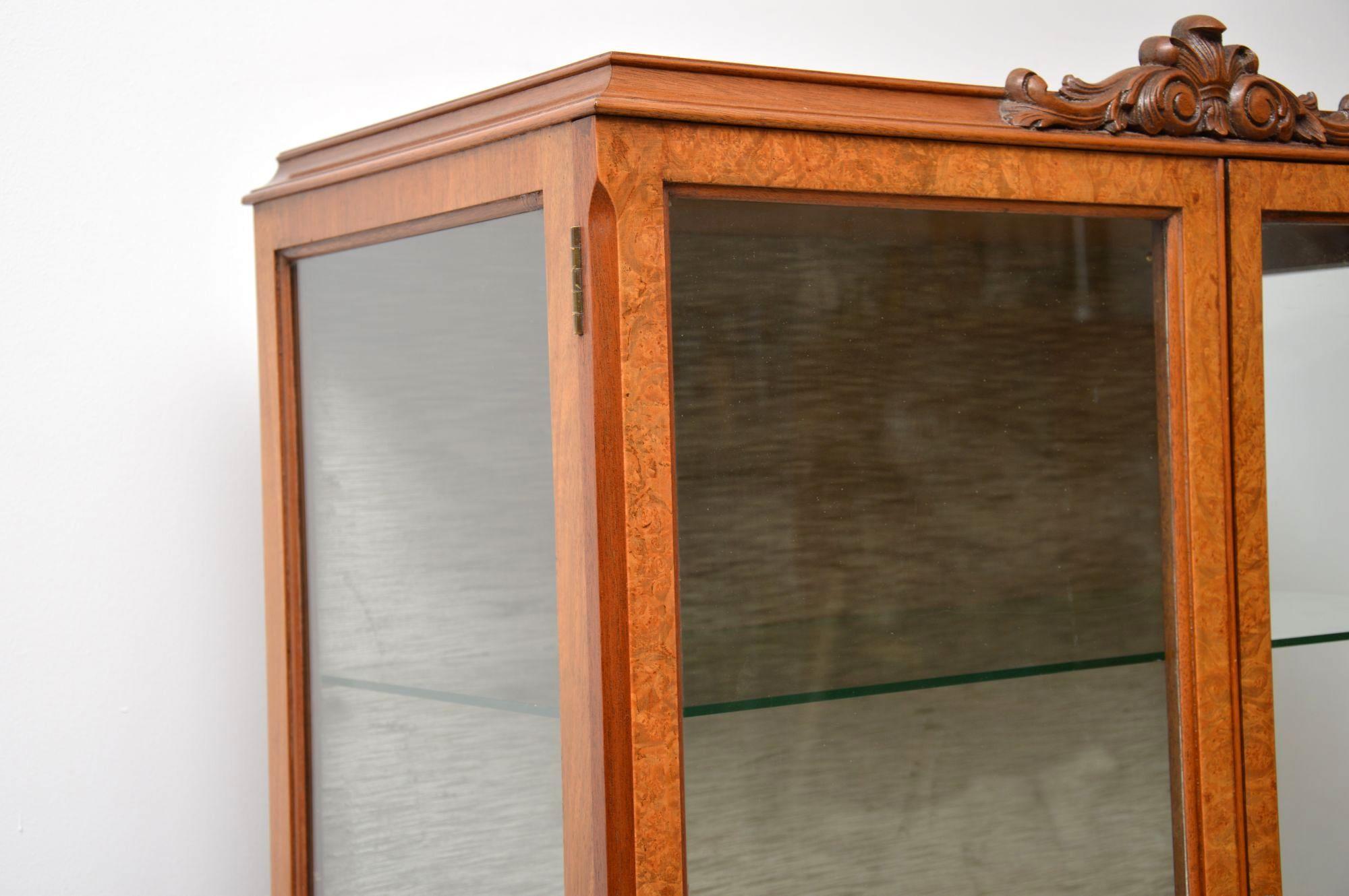 Early 20th Century Antique Burr Walnut Display Cabinet