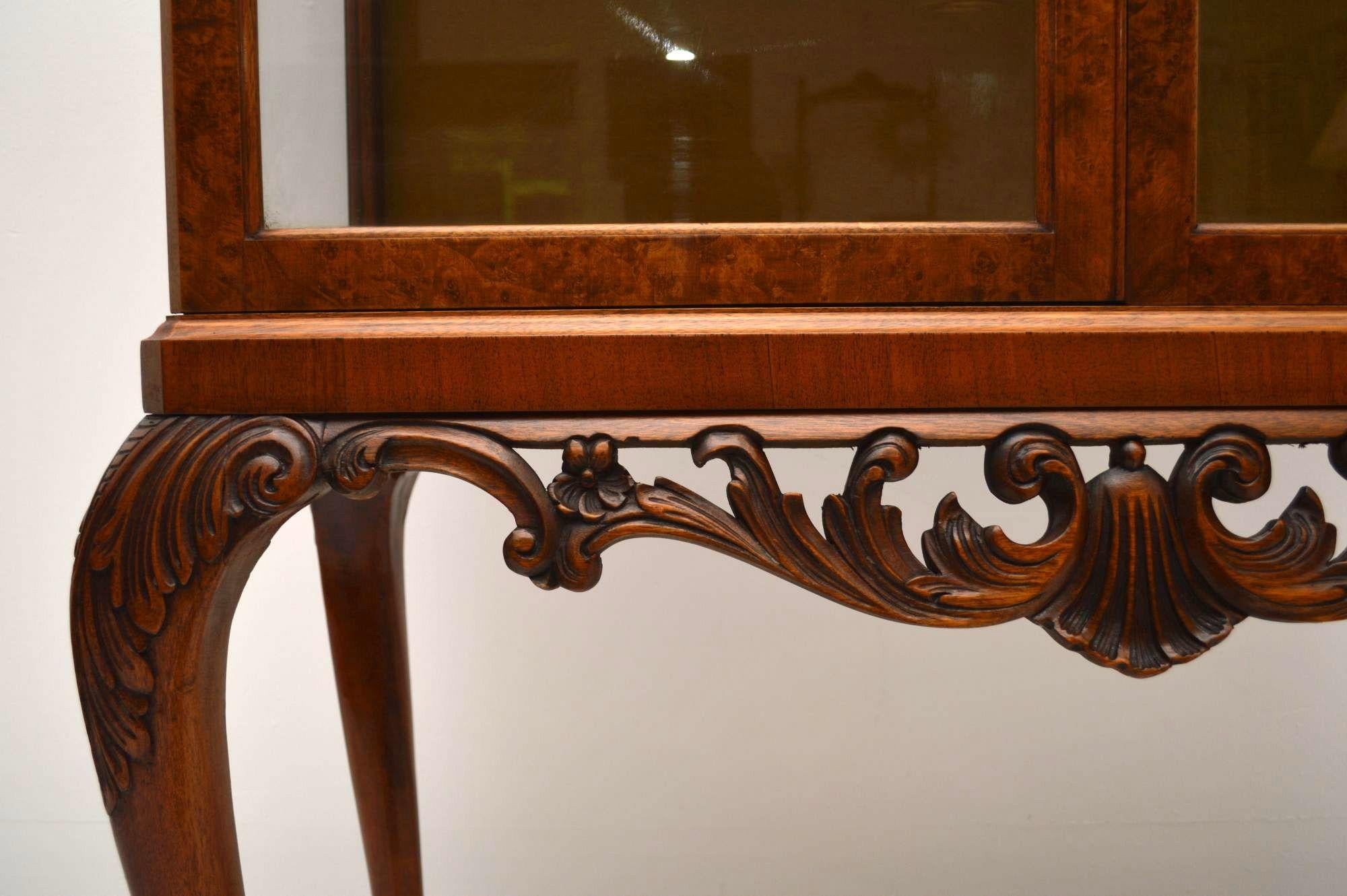 Early 20th Century Antique Burr Walnut Display Cabinet