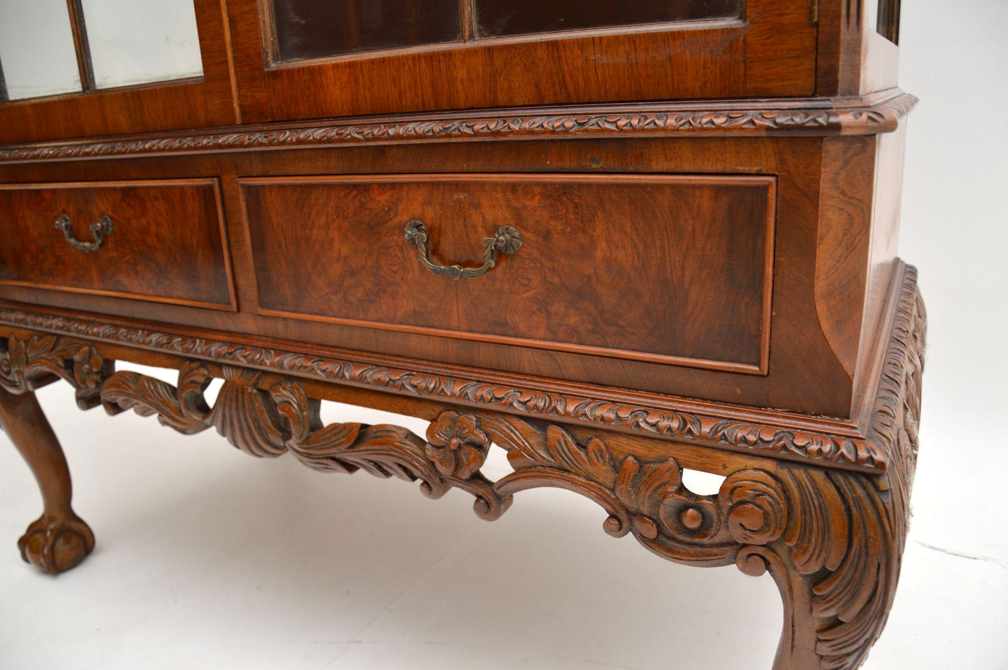 Queen Anne Antique Burr Walnut Display Cabinet