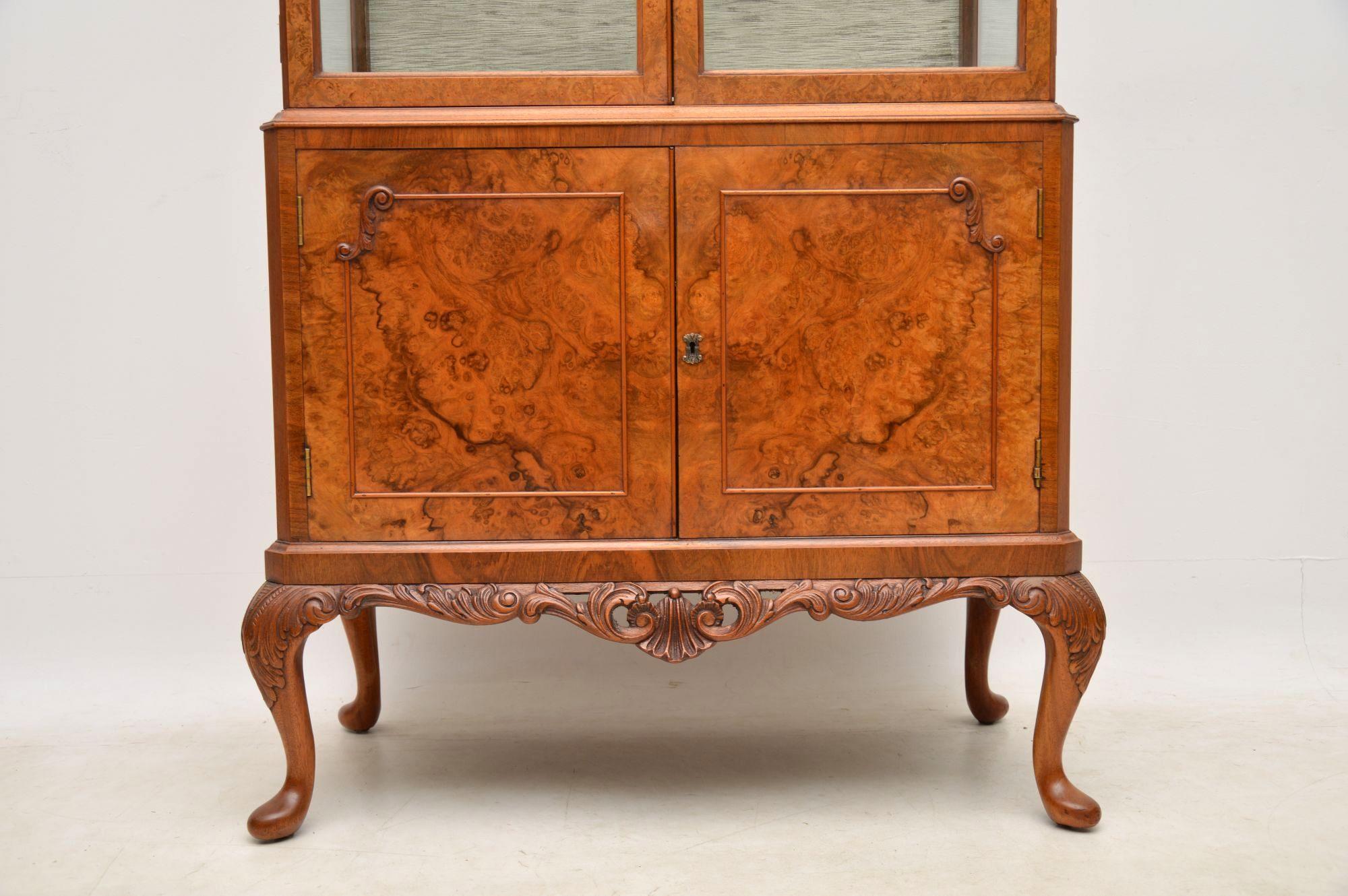 Antique Burr Walnut Display Cabinet 1