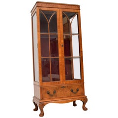Antique Burr Walnut Display Cabinet