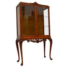 Antique Burr Walnut Display Cabinet