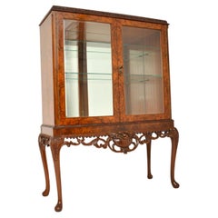 Antique Burr Walnut Display Cabinet