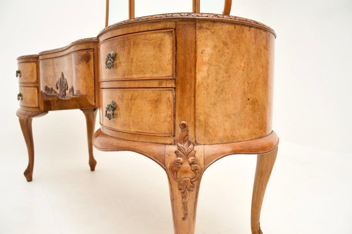 Antique Burr Walnut Dressing Table and Stool 3