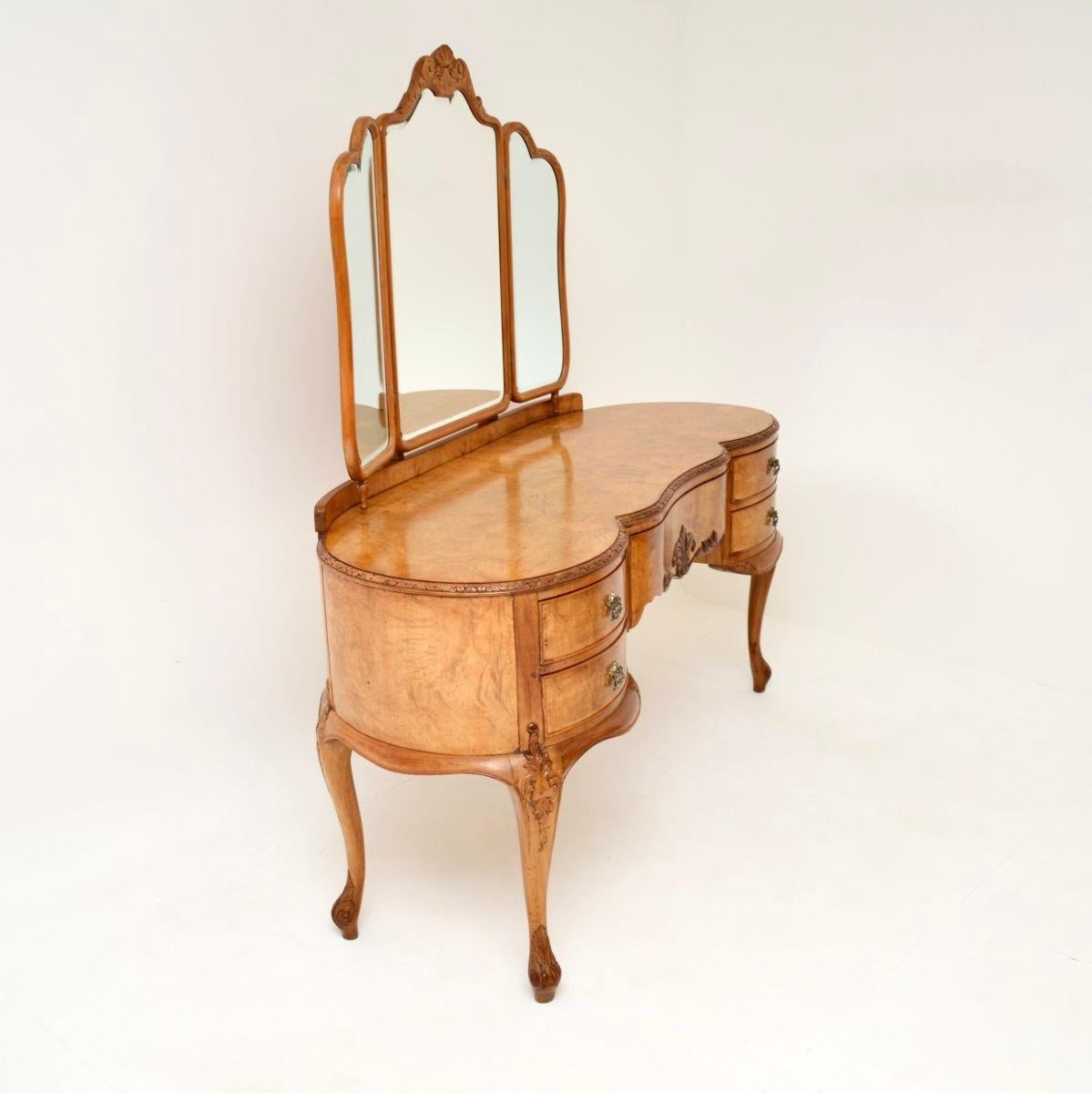 Queen Anne Antique Burr Walnut Dressing Table and Stool