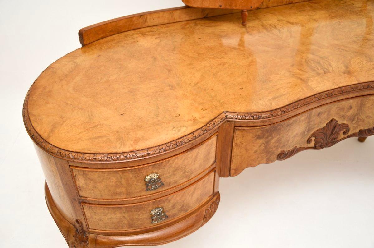 Early 20th Century Antique Burr Walnut Dressing Table and Stool