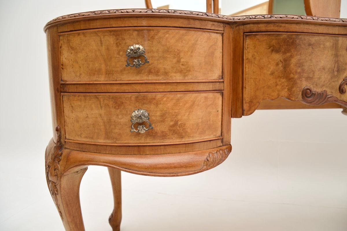 Antique Burr Walnut Dressing Table and Stool 1