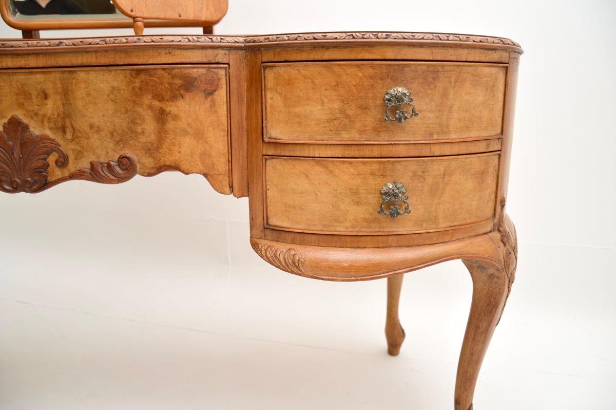 Antique Burr Walnut Dressing Table and Stool 2