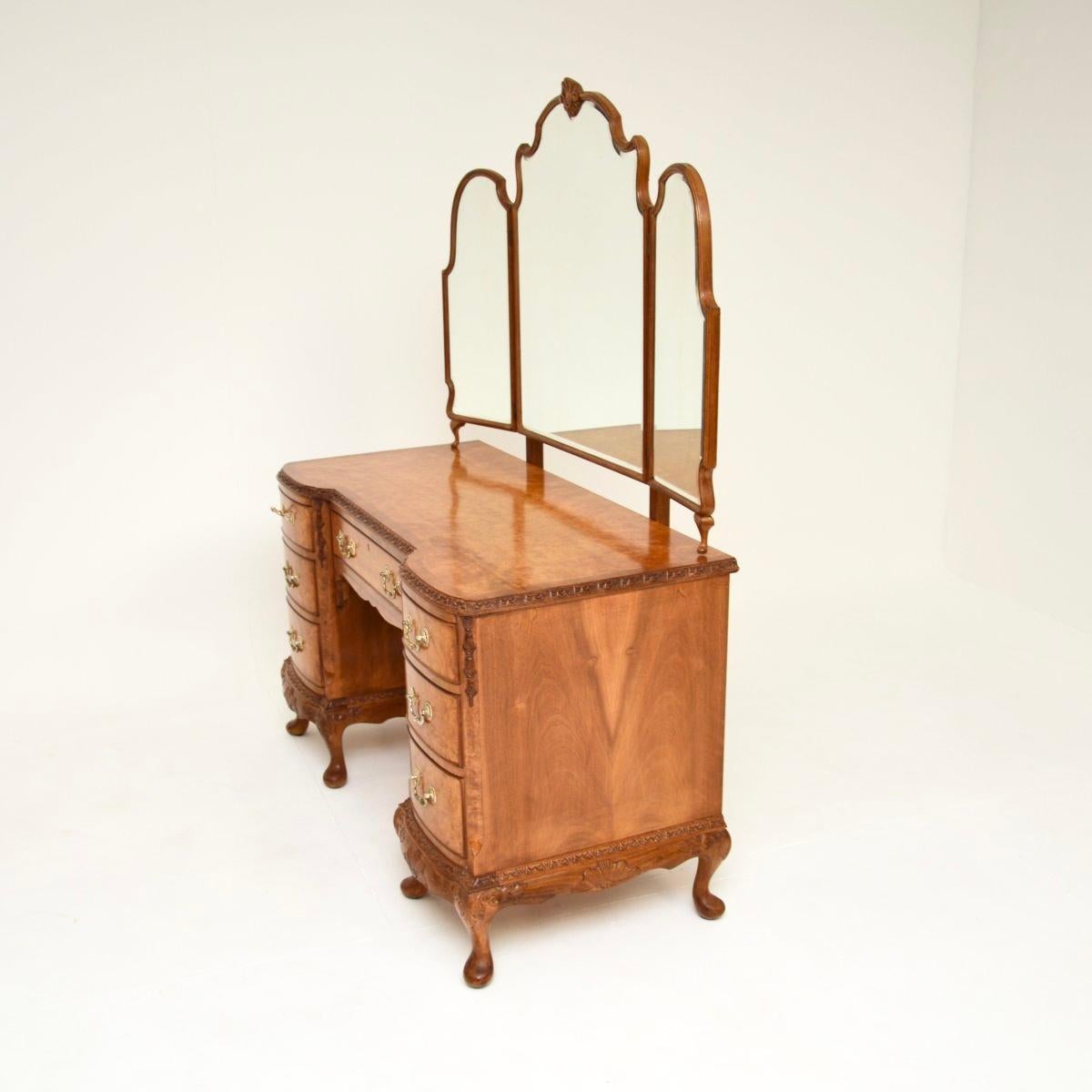 British Antique Burr Walnut Dressing Table