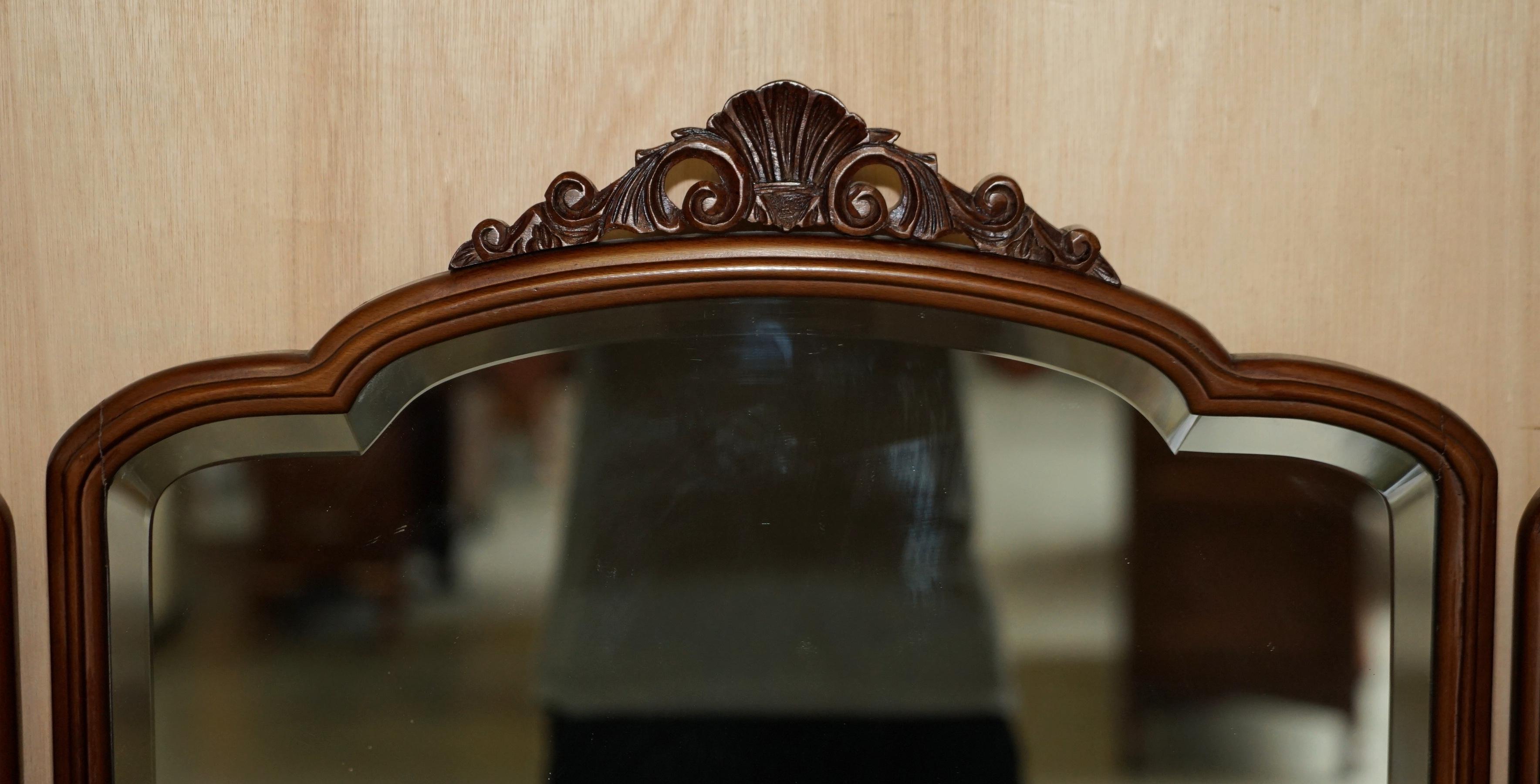 English Antique Burr Walnut Dressing Table Sublime Quality with Trifolding Mirrors