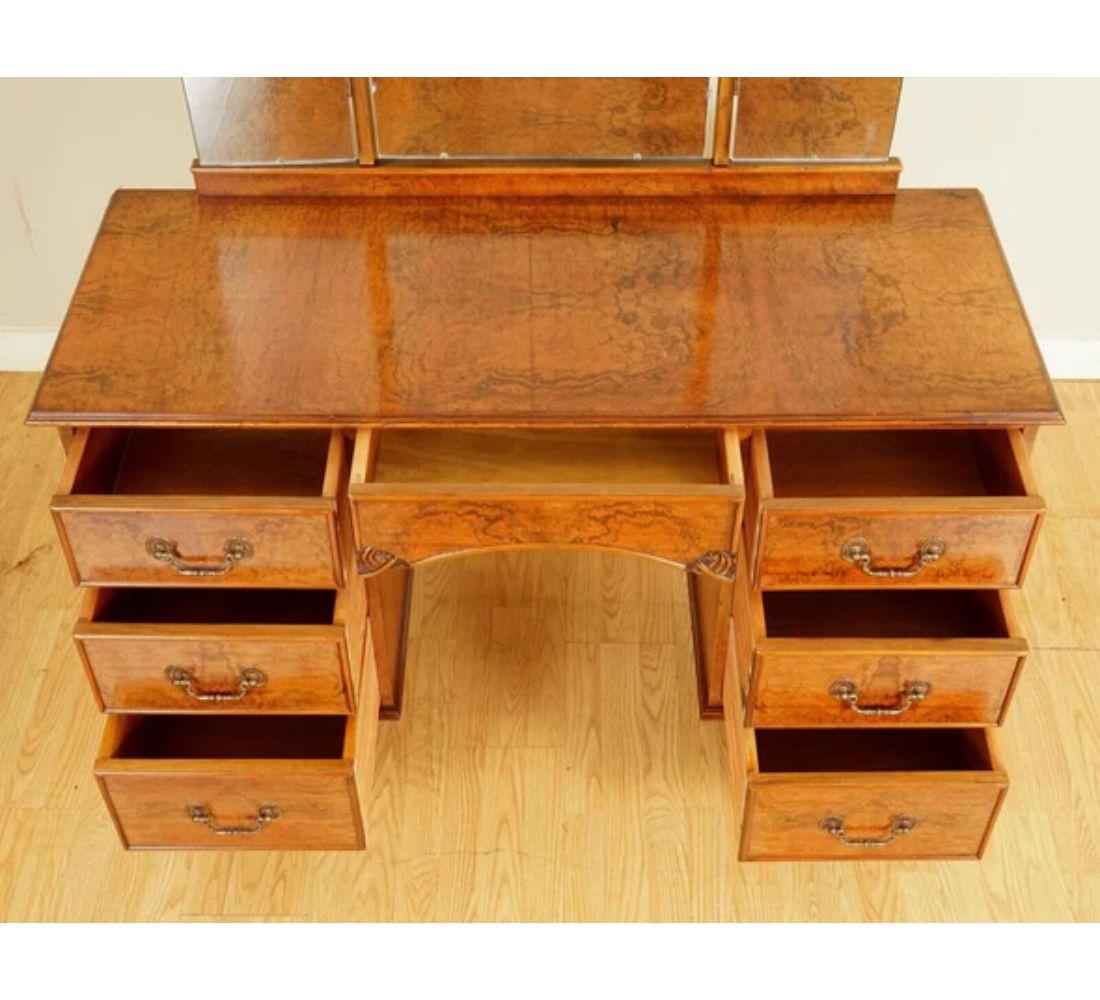 antique dressing table with tri-fold mirror